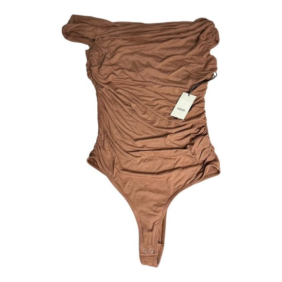 Nwt Agolde Hilma Twist Sleeve Bodysuit / beige - Picture 5 of 5